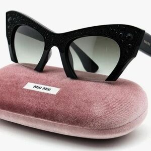 Miu Miu Black Embellished Sunglasses